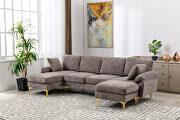 Gray fabric accent sectional sofa with ottoman by La Spezia additional picture 6
