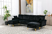 Black fabric accent sectional sofa with ottoman by La Spezia additional picture 3