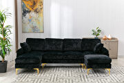 Black fabric accent sectional sofa with ottoman by La Spezia additional picture 4