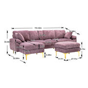 Purple fabric accent sectional sofa with ottoman by La Spezia additional picture 12