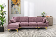 Purple fabric accent sectional sofa with ottoman by La Spezia additional picture 4