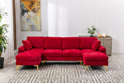 Red fabric accent sectional sofa with ottoman by La Spezia additional picture 2