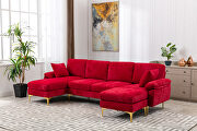 Red fabric accent sectional sofa with ottoman by La Spezia additional picture 3