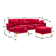 Red fabric accent sectional sofa with ottoman by La Spezia additional picture 10