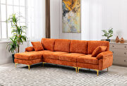 Orange fabric accent sectional sofa with ottoman by La Spezia additional picture 2