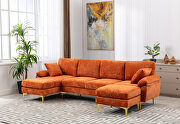 Orange fabric accent sectional sofa with ottoman by La Spezia additional picture 3