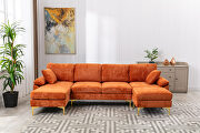 Orange fabric accent sectional sofa with ottoman by La Spezia additional picture 5