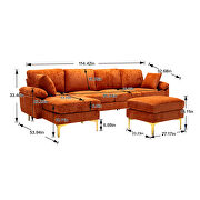 Orange fabric accent sectional sofa with ottoman by La Spezia additional picture 8