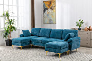 Teal blue fabric accent sectional sofa with ottoman by La Spezia additional picture 2