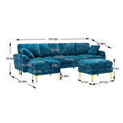 Teal blue fabric accent sectional sofa with ottoman by La Spezia additional picture 12