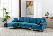 Teal blue fabric accent sectional sofa with ottoman by La Spezia additional picture 3