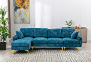 Teal blue fabric accent sectional sofa with ottoman by La Spezia additional picture 4