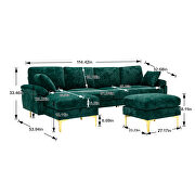 Emerald fabric accent sectional sofa with ottoman by La Spezia additional picture 6