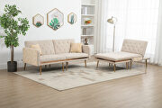 Beige velvet accent sectional sofa with reversible chaise by La Spezia additional picture 2
