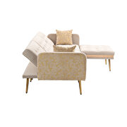 Beige velvet accent sectional sofa with reversible chaise by La Spezia additional picture 11