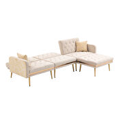 Beige velvet accent sectional sofa with reversible chaise by La Spezia additional picture 14