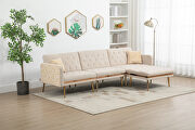 Beige velvet accent sectional sofa with reversible chaise by La Spezia additional picture 4