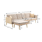 Beige velvet accent sectional sofa with reversible chaise by La Spezia additional picture 5