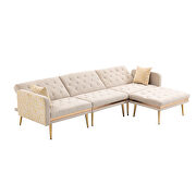 Beige velvet accent sectional sofa with reversible chaise by La Spezia additional picture 7