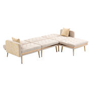 Beige velvet accent sectional sofa with reversible chaise by La Spezia additional picture 9