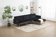 Black velvet accent sectional sofa with reversible chaise by La Spezia additional picture 2