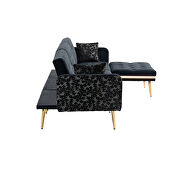 Black velvet accent sectional sofa with reversible chaise by La Spezia additional picture 11