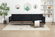 Black velvet accent sectional sofa with reversible chaise by La Spezia additional picture 5