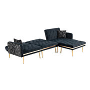 Black velvet accent sectional sofa with reversible chaise by La Spezia additional picture 9