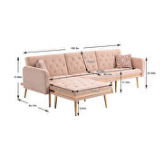 Pink velvet accent sectional sofa with reversible chaise by La Spezia additional picture 12