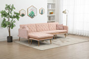 Pink velvet accent sectional sofa with reversible chaise by La Spezia additional picture 4