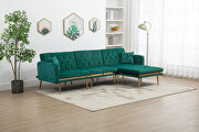 Green velvet accent sectional sofa with reversible chaise by La Spezia additional picture 4