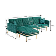 Green velvet accent sectional sofa with reversible chaise by La Spezia additional picture 6