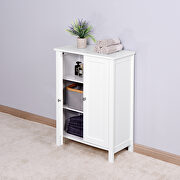Bathroom floor storage cabinet with double door adjustable shelf in white by La Spezia additional picture 3