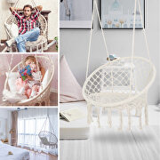 Beige swing hammock chair macrame swing for indoor and outdoor by La Spezia additional picture 2