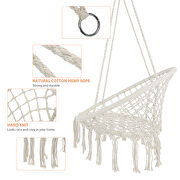 Beige swing hammock chair macrame swing for indoor and outdoor additional photo 4 of 10