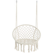 Beige swing hammock chair macrame swing for indoor and outdoor additional photo 5 of 10