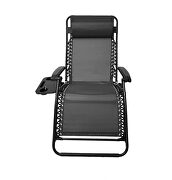 Outdoor patio folding zero gravity black lounge reclining chair by La Spezia additional picture 4