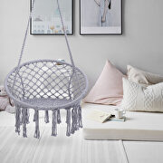 Gray swing hammock chair macrame swing for indoor and outdoor additional photo 4 of 6
