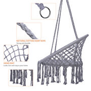 Gray swing hammock chair macrame swing for indoor and outdoor additional photo 5 of 6