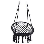 Black swing hammock chair macrame swing for indoor and outdoor additional photo 4 of 6