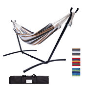 Brown/gray striped double classic hammock with stand for 2 person- indoor or outdoor by La Spezia additional picture 2