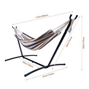 Brown/gray striped double classic hammock with stand for 2 person- indoor or outdoor additional photo 4 of 9
