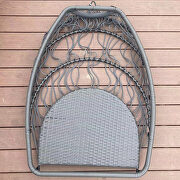 Outdoor patio wicker folding hanging chair rattan with gray cushion and pillow by La Spezia additional picture 4