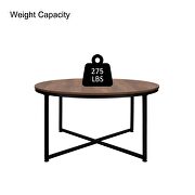 Natural wood finish modern round metal coffee table by La Spezia additional picture 7