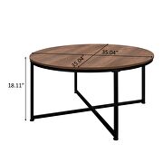 Natural wood finish modern round metal coffee table by La Spezia additional picture 10