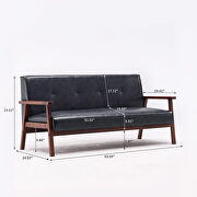 Black pu leather /wooden arms 3p sofa additional photo 2 of 11
