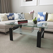 Glass top and black finish base rectangle coffee table by La Spezia additional picture 7