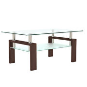 Glass top and walnut finish base rectangle coffee table by La Spezia additional picture 3