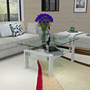 Glass top and white finish base rectangle coffee table by La Spezia additional picture 4