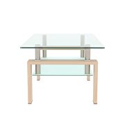 Glass top and oak finish base rectangle coffee table by La Spezia additional picture 3